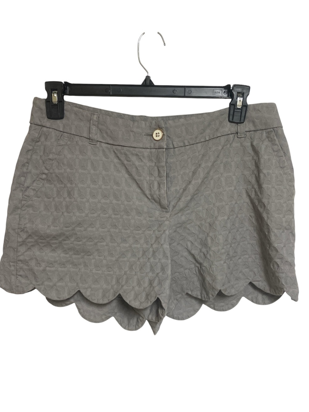 Crown & Ivy Shelby Women’s Shorts Gray Scalloped Hem 4” Inseam Cotton Sz 10